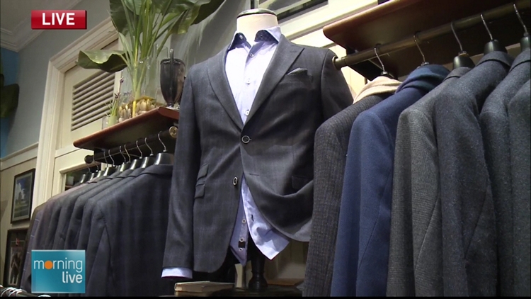 Lori is at Sherway Gardens in Mississauga getting tips about men's fashions at Long Island Clothiers.