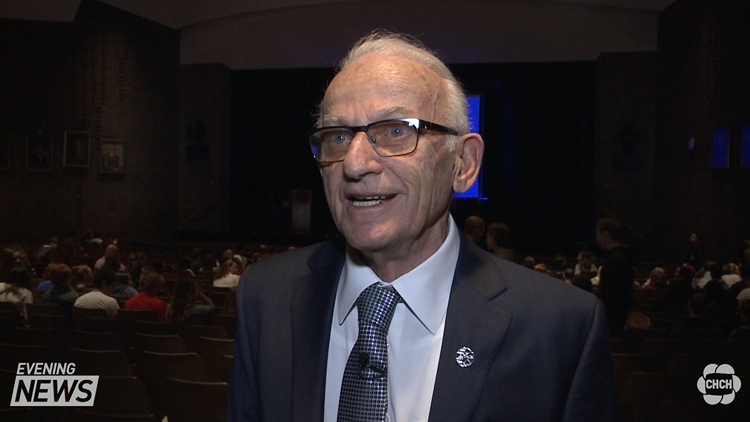 Holocaust survivor Michael Mason at Sherwood Secondary School, Hamilton, November 5, 2015