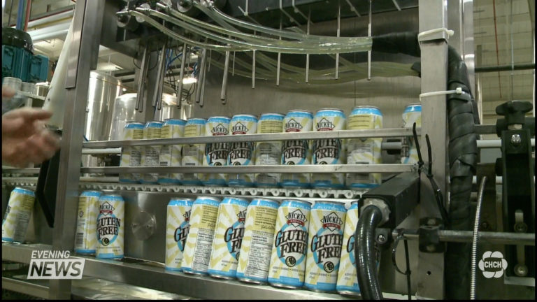 Cans of Nickel Brook beer roll off the assembly line; Hamilton, November 10, 2015