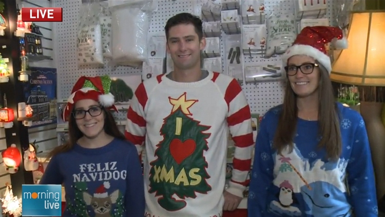 Christmas sweaters from RetroFestive; Morning Live, November 24, 2015