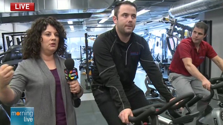 Lori De Angelis with Dan Bowman and Matt O'Brien of Niagara-Hamilton Fitness Solutions; Morning Live, November 25, 2015