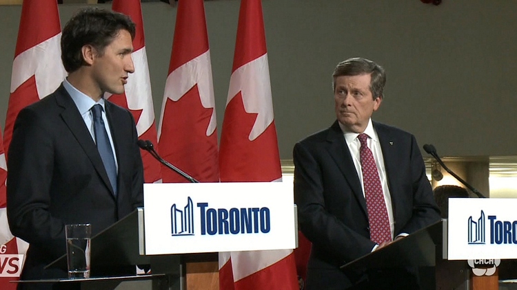 Trudeau visits Toronto Mayor at City Hall