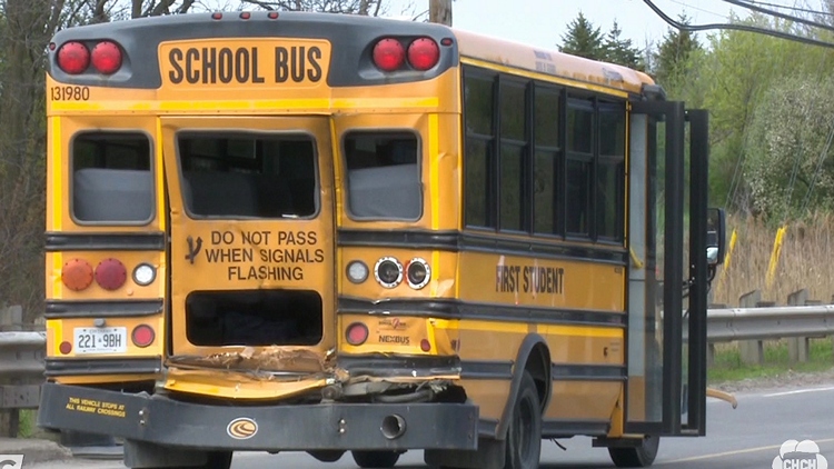 School bus hit by truck