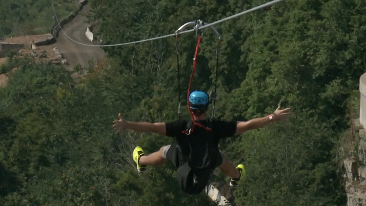 Zipping over the Falls