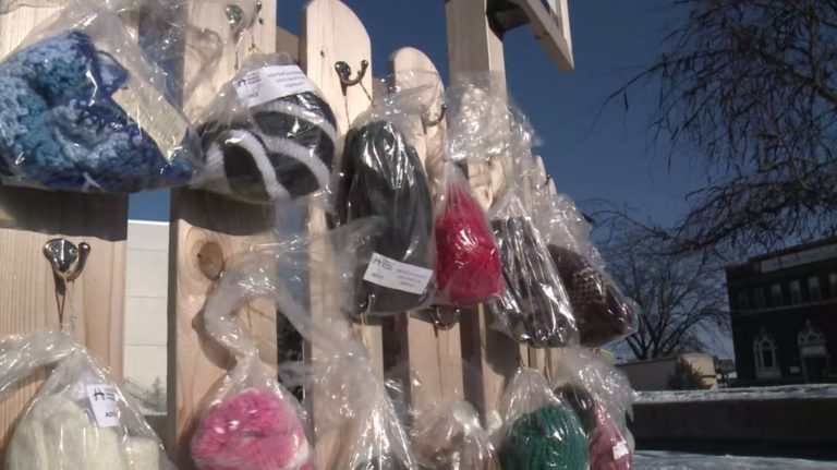 Hospital staff create ‘mitten fence’ to help those in need