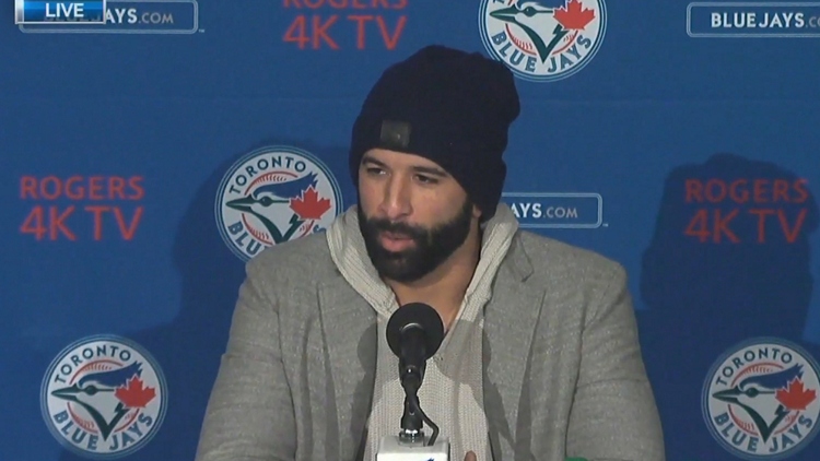 Bautista holds press conference after re-signing with Blue Jays