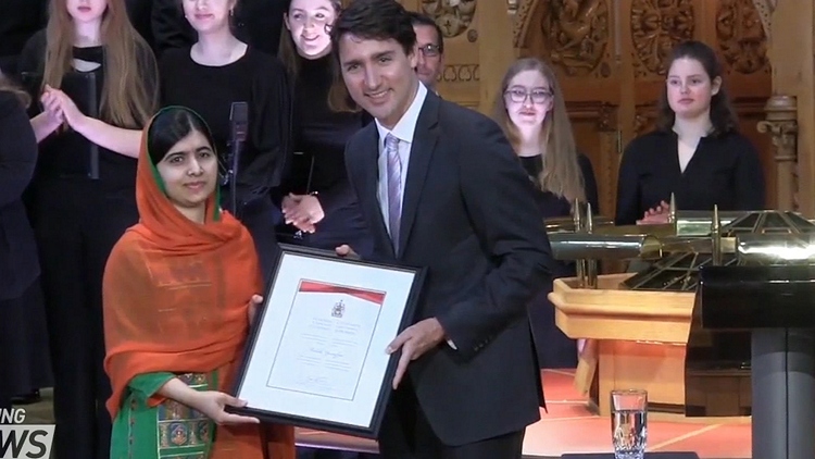 Malala Yousafzai becomes an honorary Canadian citizen