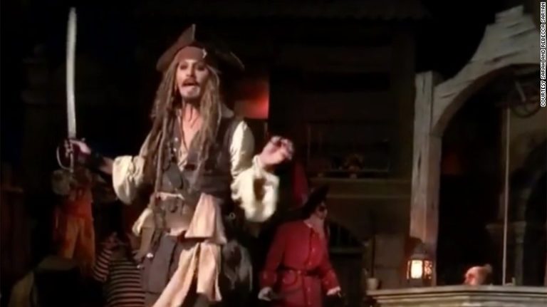 Johnny Depp surprises fans on Disneyland ride