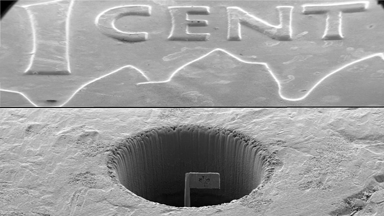 McMaster researcher mounts tiny flag within surface of a penny