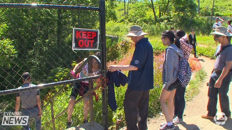 Hikers ignore warning signs and fences at Albion Falls