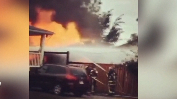 Firefighters capture footage of propane tank explosion while battling Welland garage fire