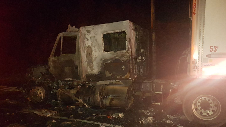 Truck fire shuts down eastbound lanes of Highway 401