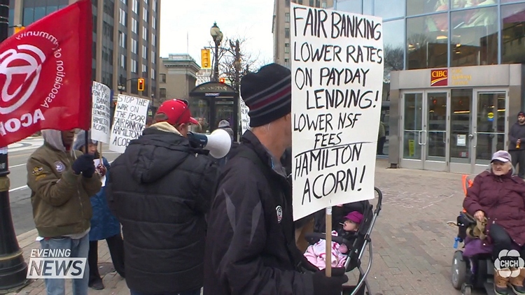 Protesters call on the big banks to make banking more affordable