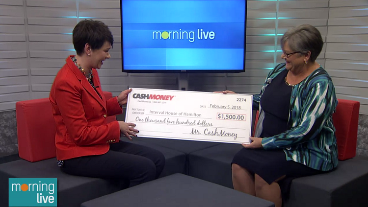 Cash Money donates to Interval House of Hamilton