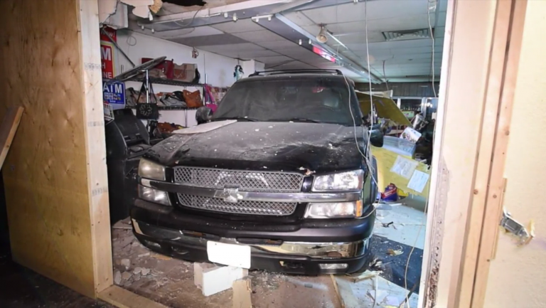 Stolen truck smashes into Dundas variety store, driver flees