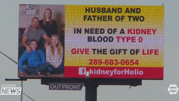 A Hamilton woman uses billboards to help find a donor for her husband