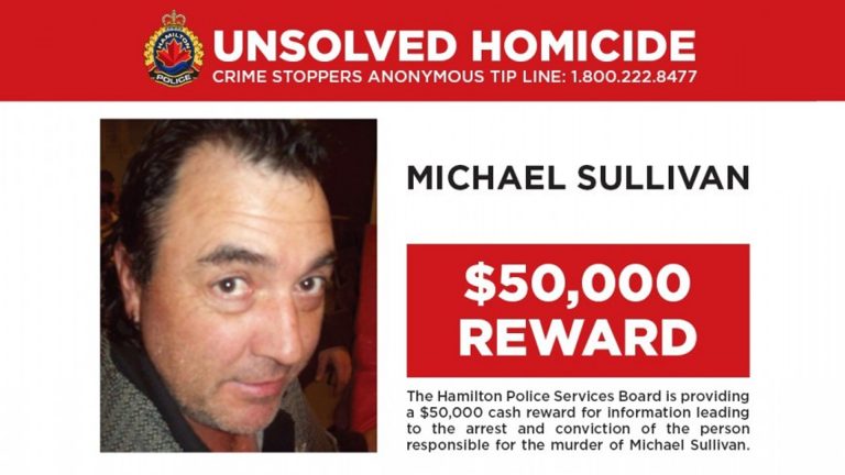 Hamilton police offering a $50 000 reward in the Michael Sullivan case