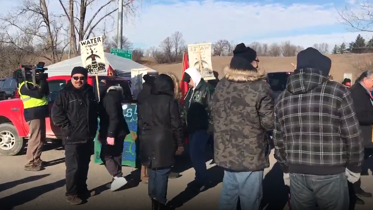 Blockade set up in Brantford to protest B.C. pipeline