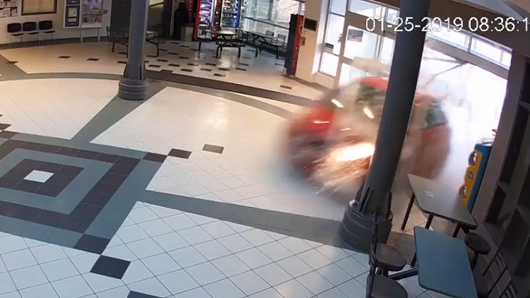 Durham police release video of car crashing into community centre