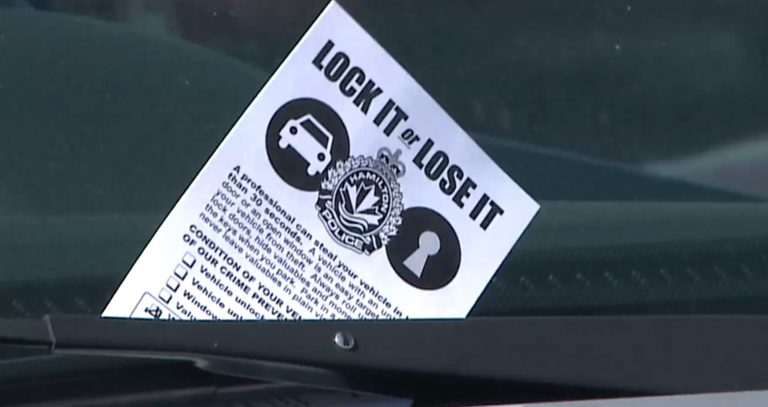 “Lock it or Lose it” pamphlets left on cars after break ins at John C. Munro airport parking lot