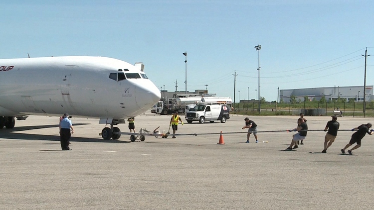 Teams tested their strength in the 7th annual Miracle Pull at the Canadian Warplane Heritage Museum