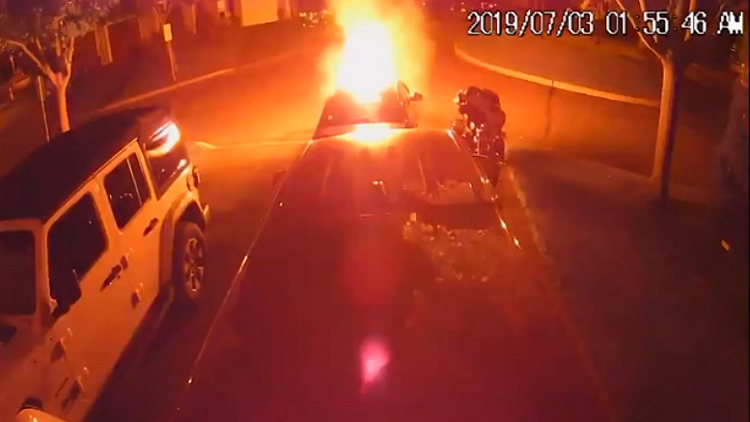 Durham police release video of suspect setting car on fire