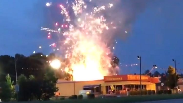 Accidental firework show in South Carolina town