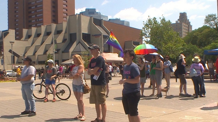 Pride Hamilton held a peaceful rally at City Hall