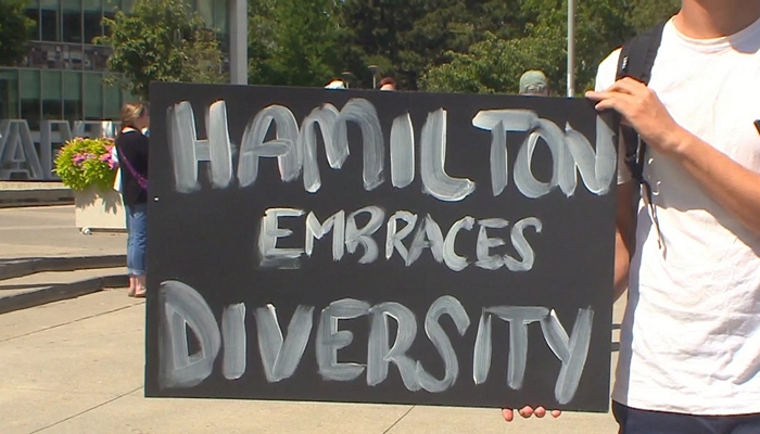 No-hate protest at Hamilton City Hall