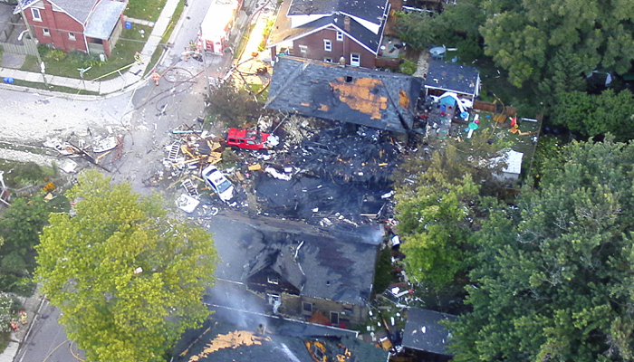 Vehicle crashes into London home causing explosion