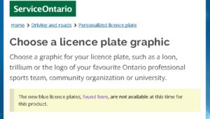 ServiceOntario no blue plates