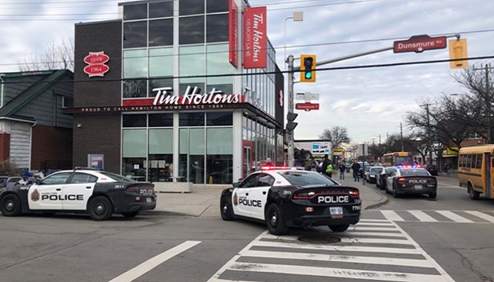 Hamilton police respond to Tim Hortons for reports of woman with knife