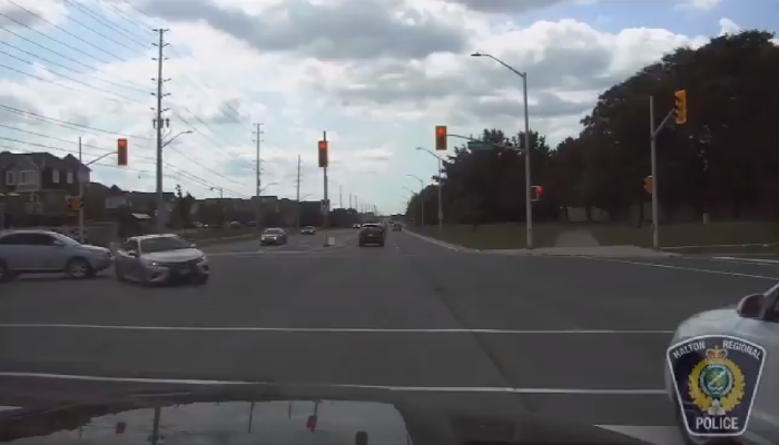 Halton Police share video of near-miss crash, driver charged