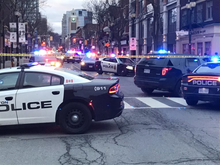 Three Hamilton police officers taken to hospital after a stabbing on James St.