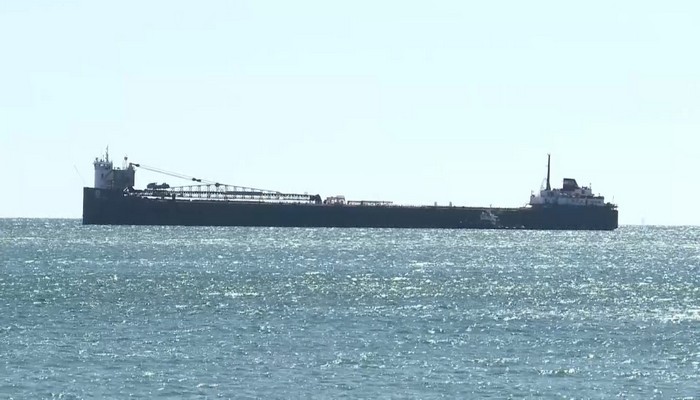 Ship at standstill in Lake Ontario