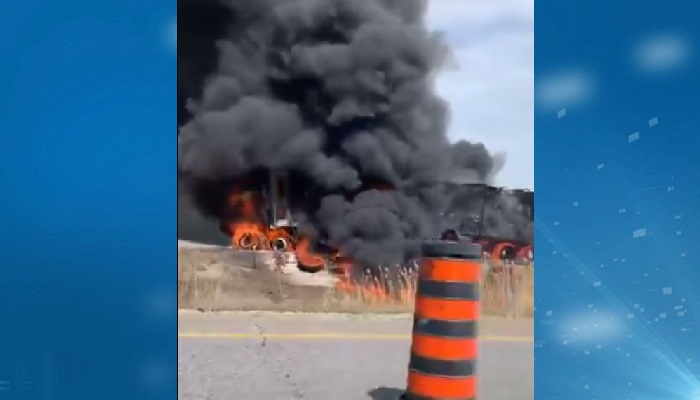 Part of Highway 403 closed following serious crash and vehicle fire: OPP