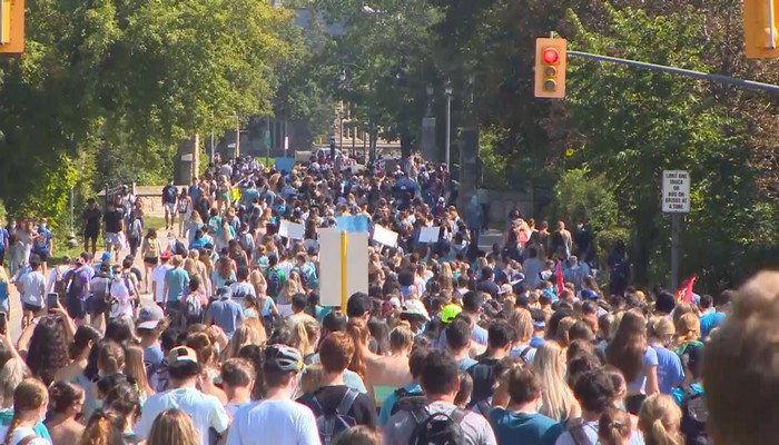 Thousands of students walk out at Western University protesting the sexual assaults reported during orientation week