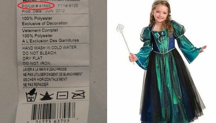 Princess costume recalled due to flammability concerns