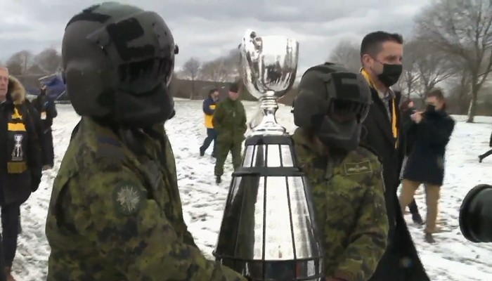 The Grey Cup trophy is officially in Hamilton