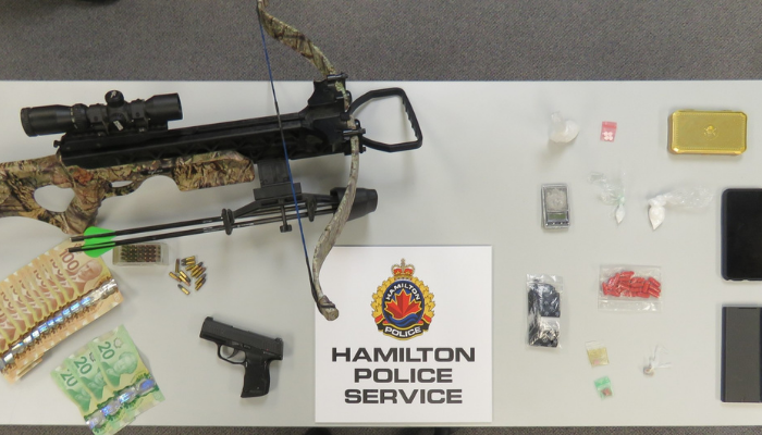 Hamilton police seize cross-bow, illicit drugs, replica firearm and ammunition during search warrant