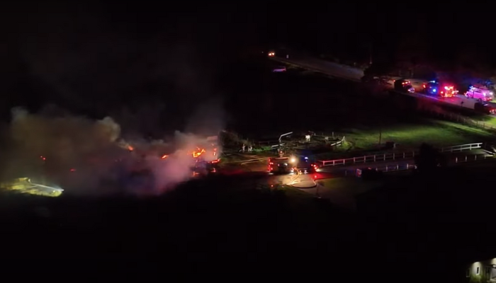 Firefighters battle blaze inside a barn in Welland for two hours on Friday