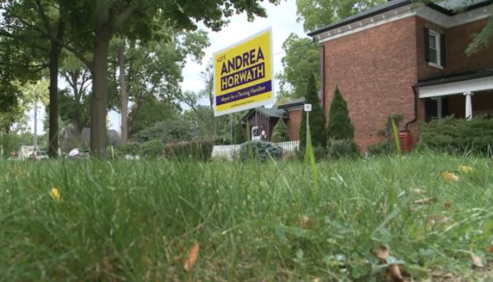 Hamilton police investigate vandalism to Andrea Horwath campaign sign