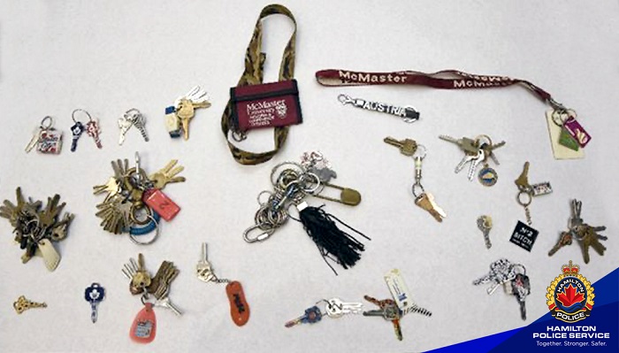 Hamilton Police discover numerous sets of keys stolen in Westdale