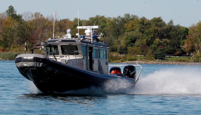 Border Patrol Agents patrol the Niagara River near the international border with Canada in Buffalo, N.Y. on Oct.6, 2011.