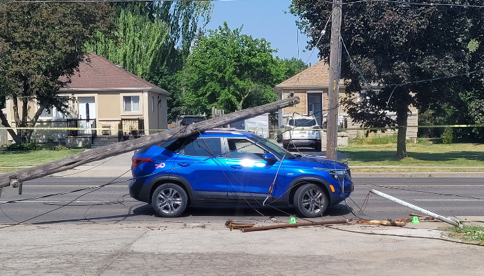 Hamilton driver suffering from medical episode hits hydro pole