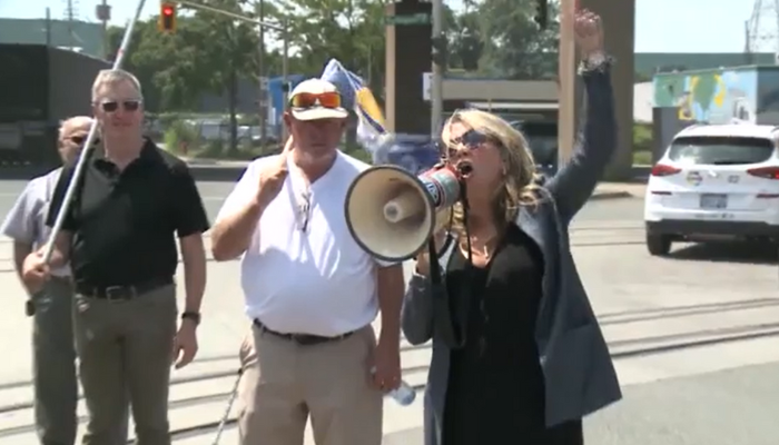 NDP Leader Marit Stiles visits picket line at National Steel Car