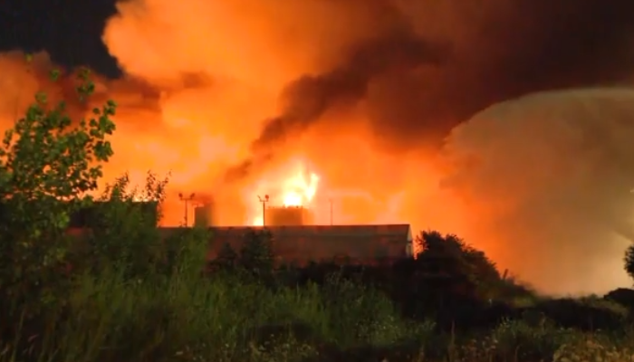 Fire crews battling five-alarm fire at industrial site in Etobicoke
