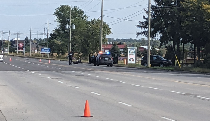 Motorcyclist injured, Highway 20 closed after collision in Pelham
