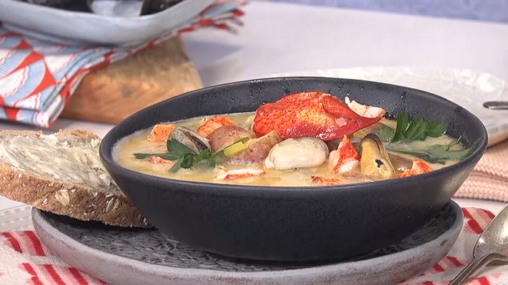 Chow down on this Lobster + Mussel Chowder