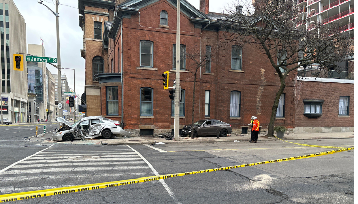 car crash downtown Hamilton